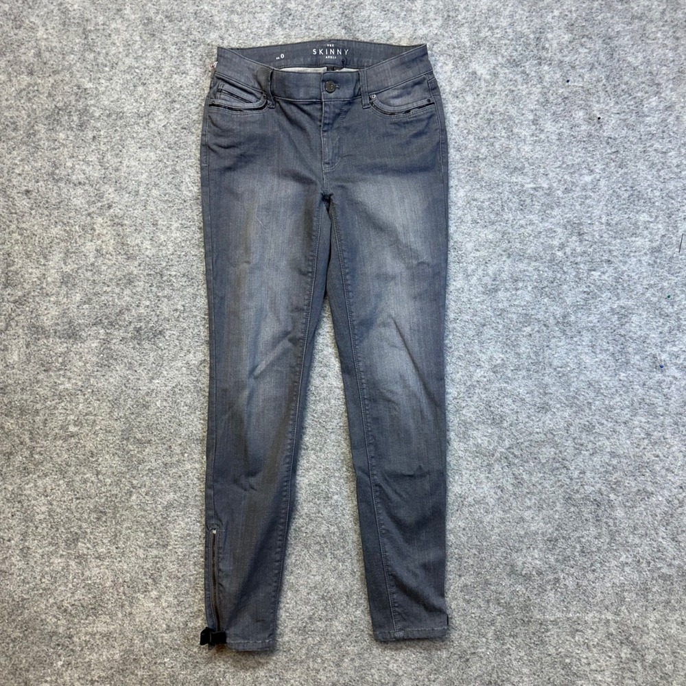 White House Black Market Skinny Jeans Women 4 Gray Ankle Zip Moto